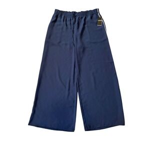 Lauren Ralph Lauren Womens XXL Navy Blue Wide Leg Elastic Waist Side Stripe Pant